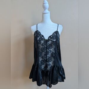 Vth Black Teddy Lingerie Floral Sexy Open Back Made in USA